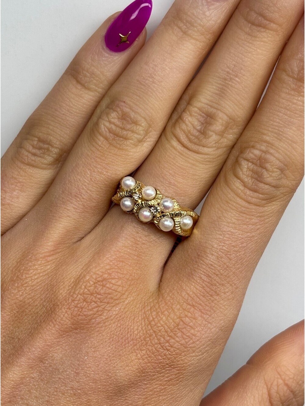 14k Yellow Gold Pearl Ring Antique